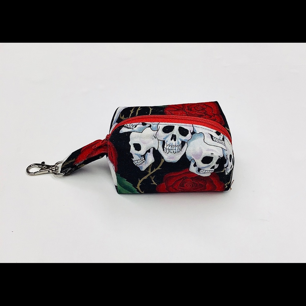 Dog Poop Bag Skulls Roses